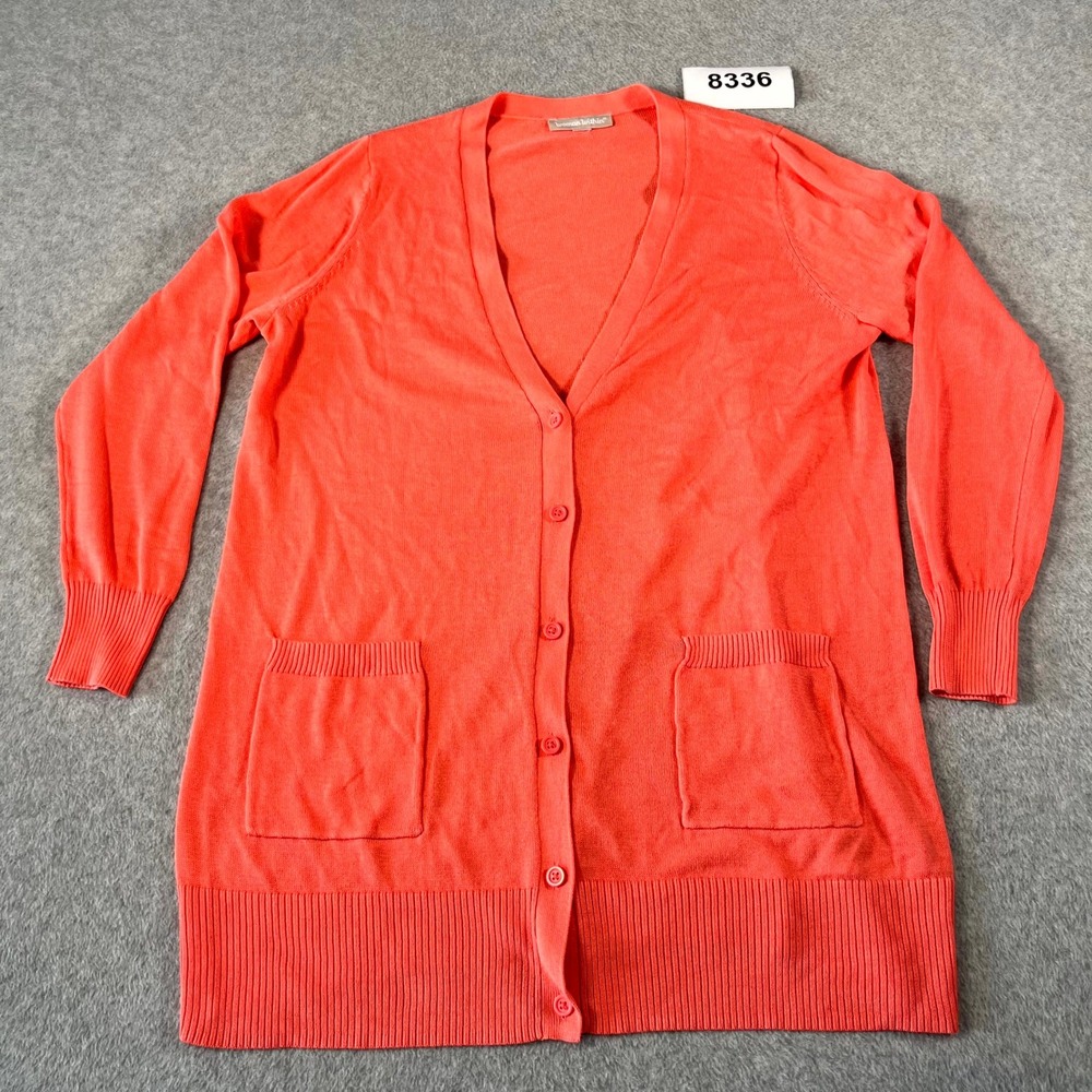 Woman Within Cardigan Sweater Womens Medium Orange Knit Cotton Button Front
